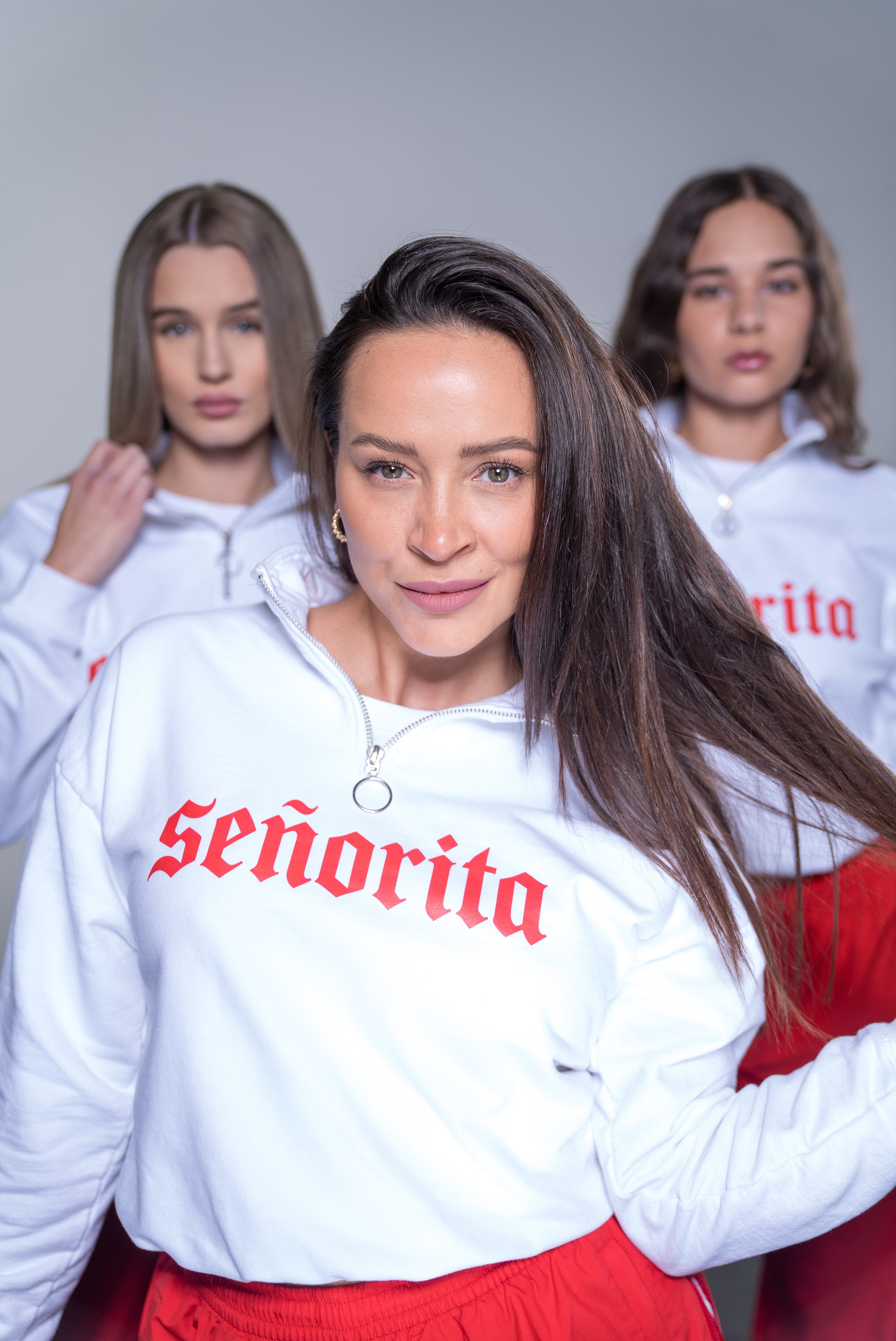Detail Mamacita cropped quarter zip sweat
